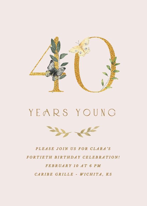 40 years young - birthday invitation