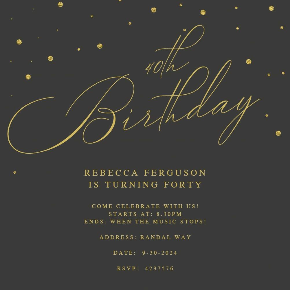 40th golden flakes -  invitación de cumpleaños