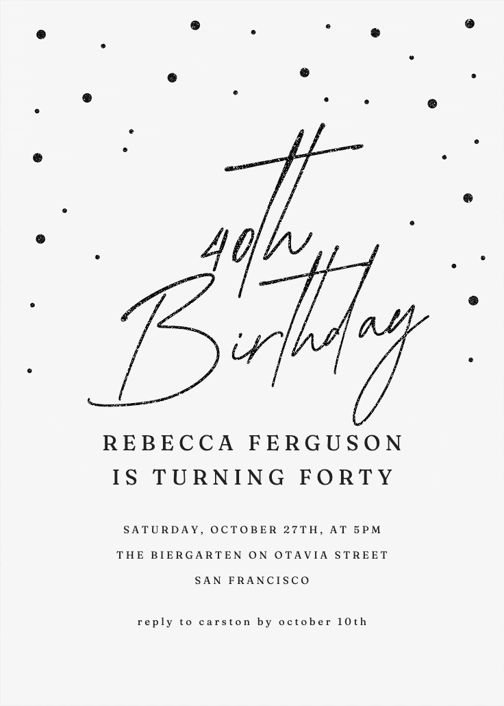 40th golden flakes - birthday invitation