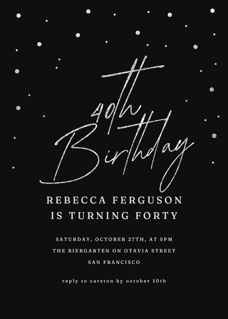 40th golden flakes -  invitación de cumpleaños