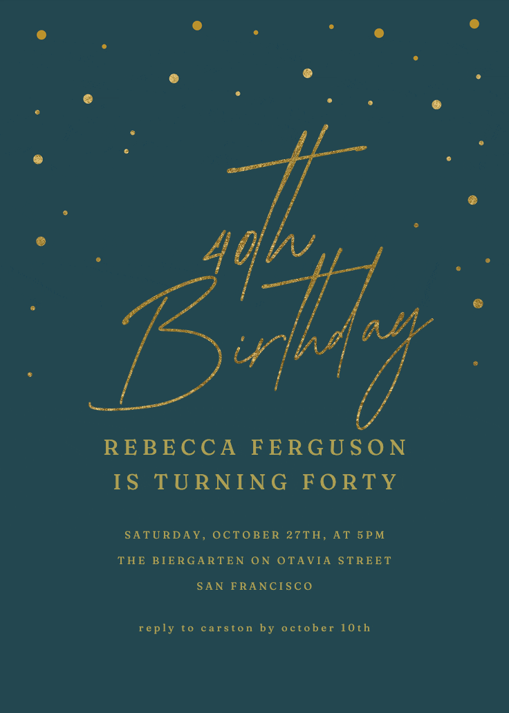 40th golden flakes - birthday invitation