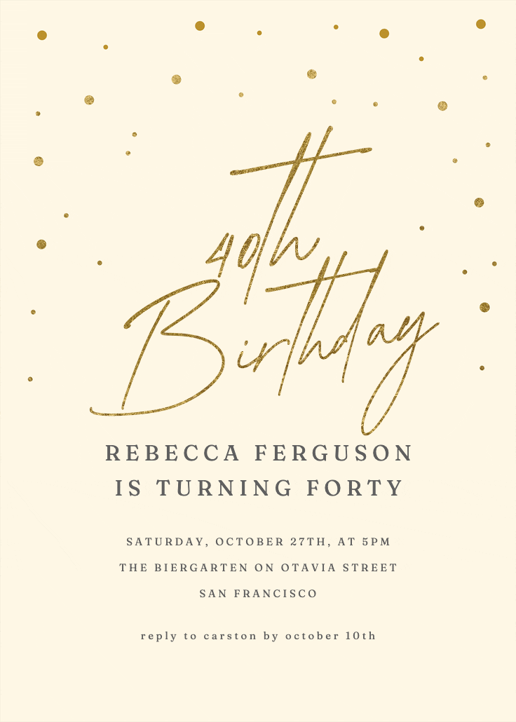 40th golden flakes - birthday invitation