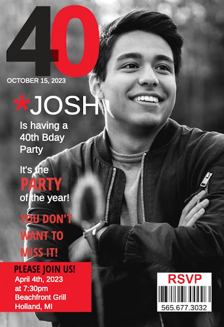 40th Mans Magazine Cover - Birthday Invitation