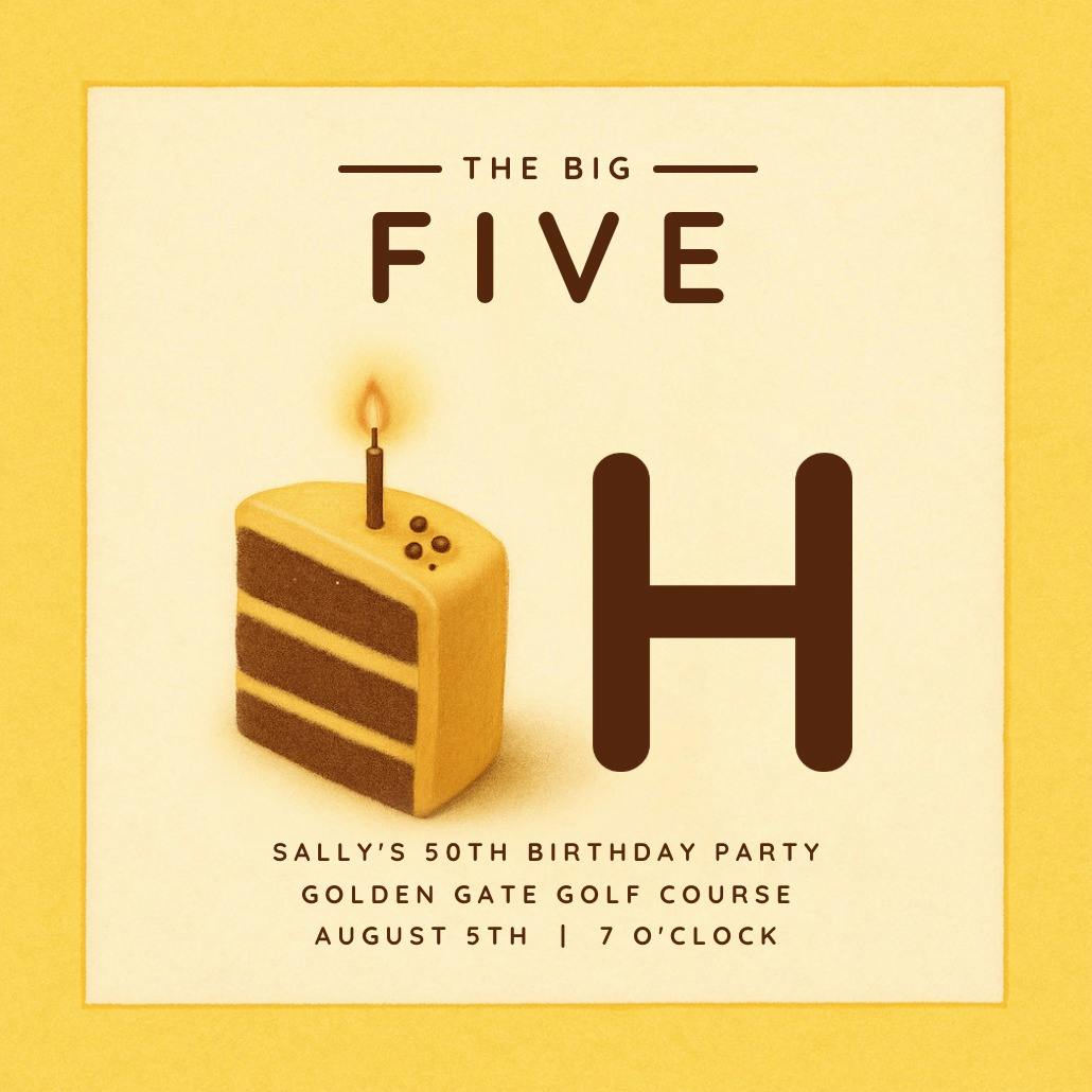 50 cake slice - invitación de cumpleaños