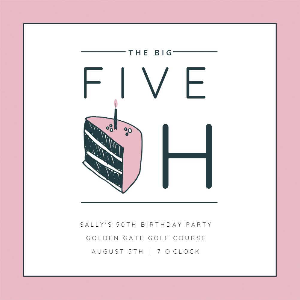 50 cake slice -  invitación de cumpleaños