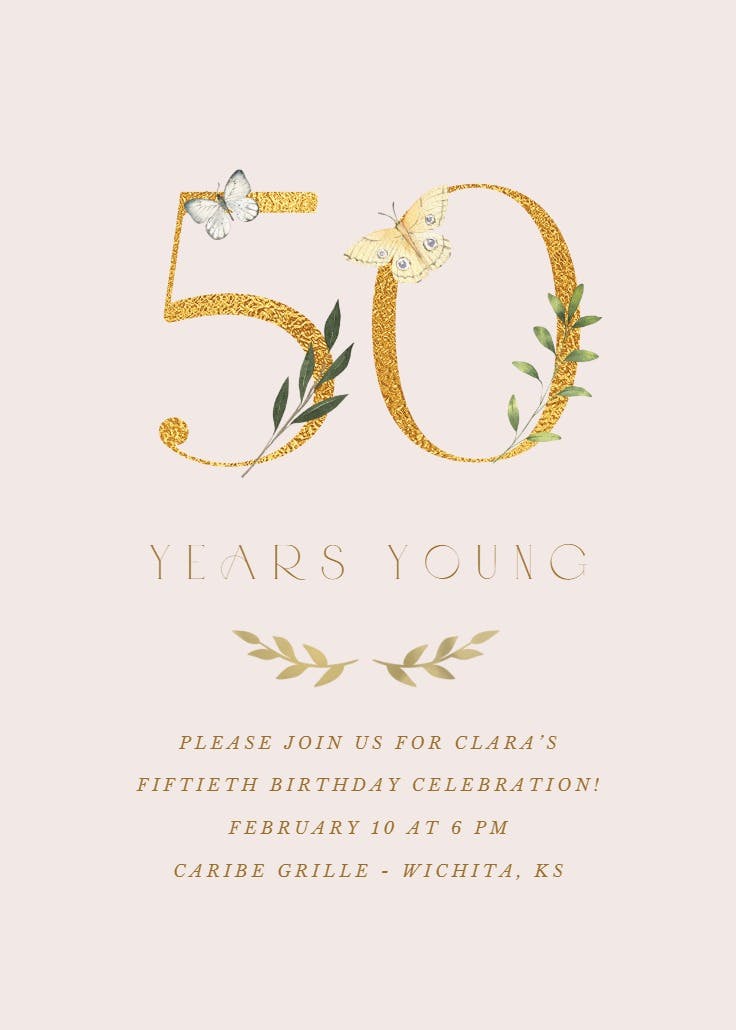 50 years young - birthday invitation