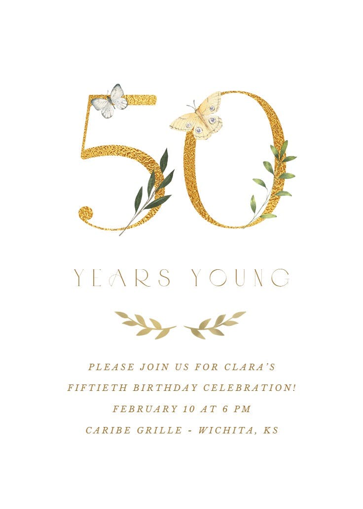 50 years young - birthday invitation