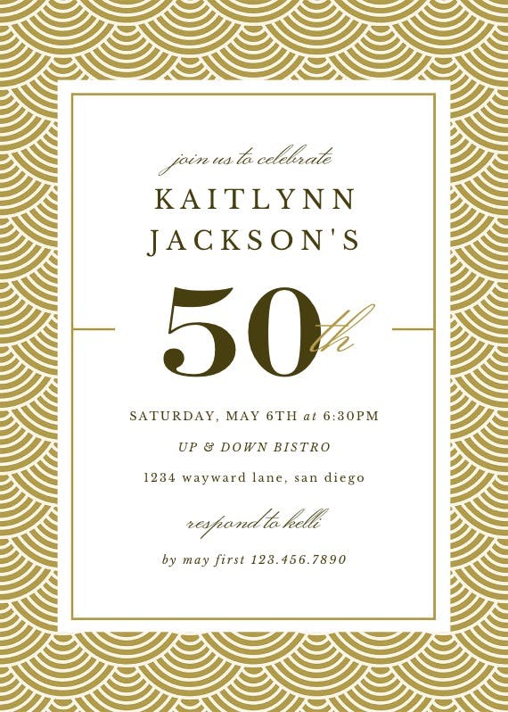 50th golden birthday -  invitación de cumpleaños