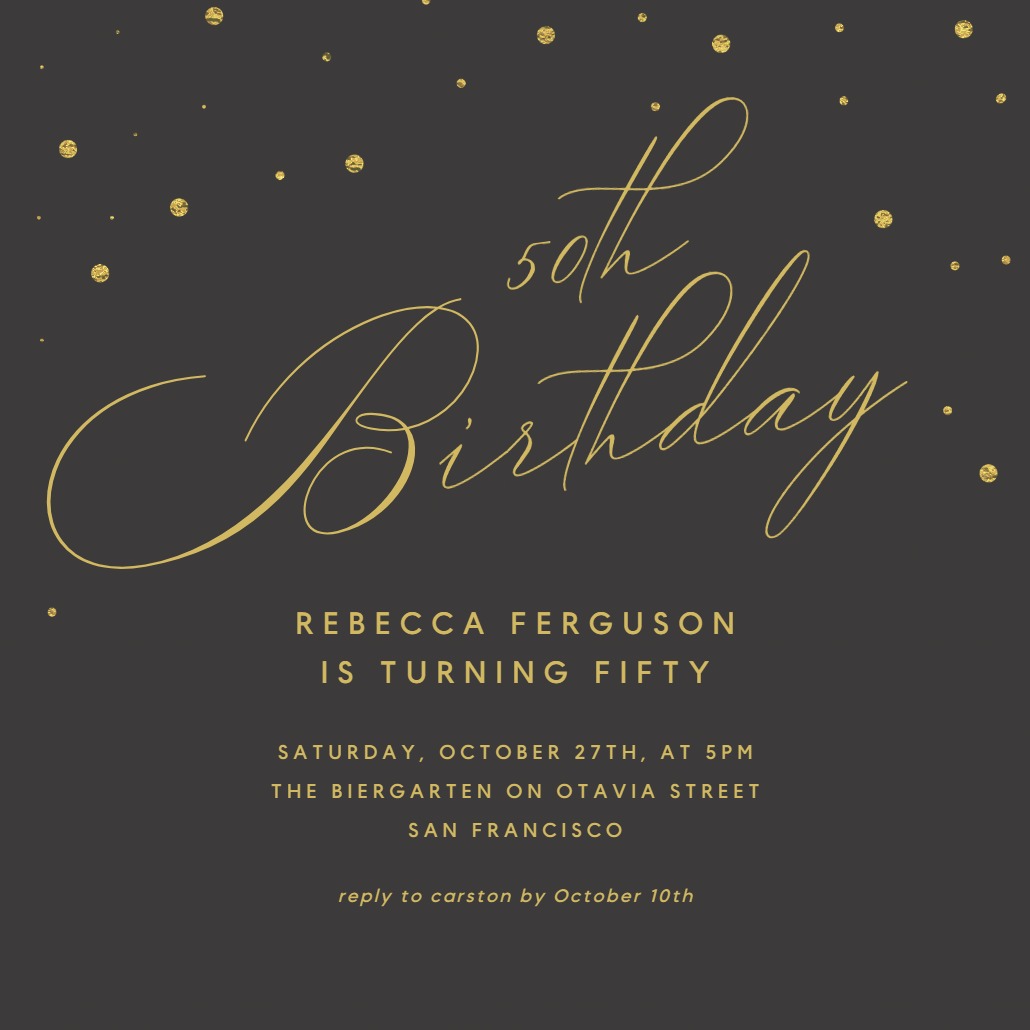 50th Golden flakes - Birthday Invitation Template (Free) | Greetings Island