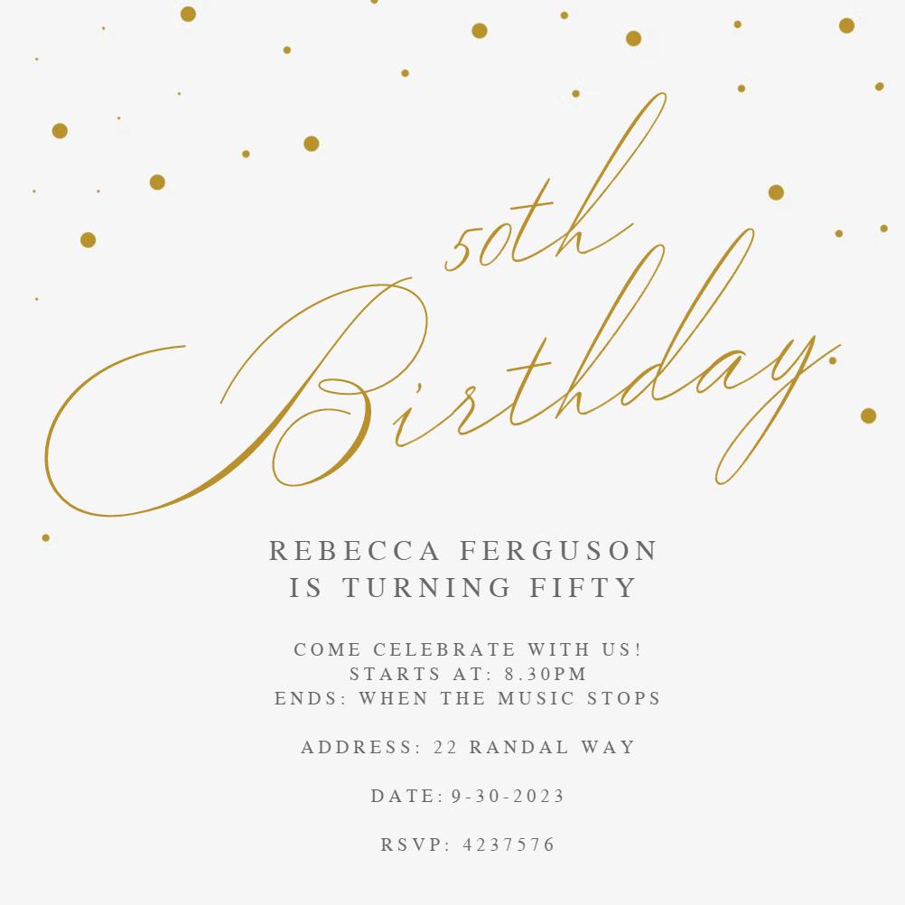 50Th Golden Flakes - Birthday Invitation Template (Free) | Greetings Island