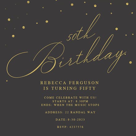 50Th Golden Flakes - Birthday Invitation Template (Free) | Greetings Island