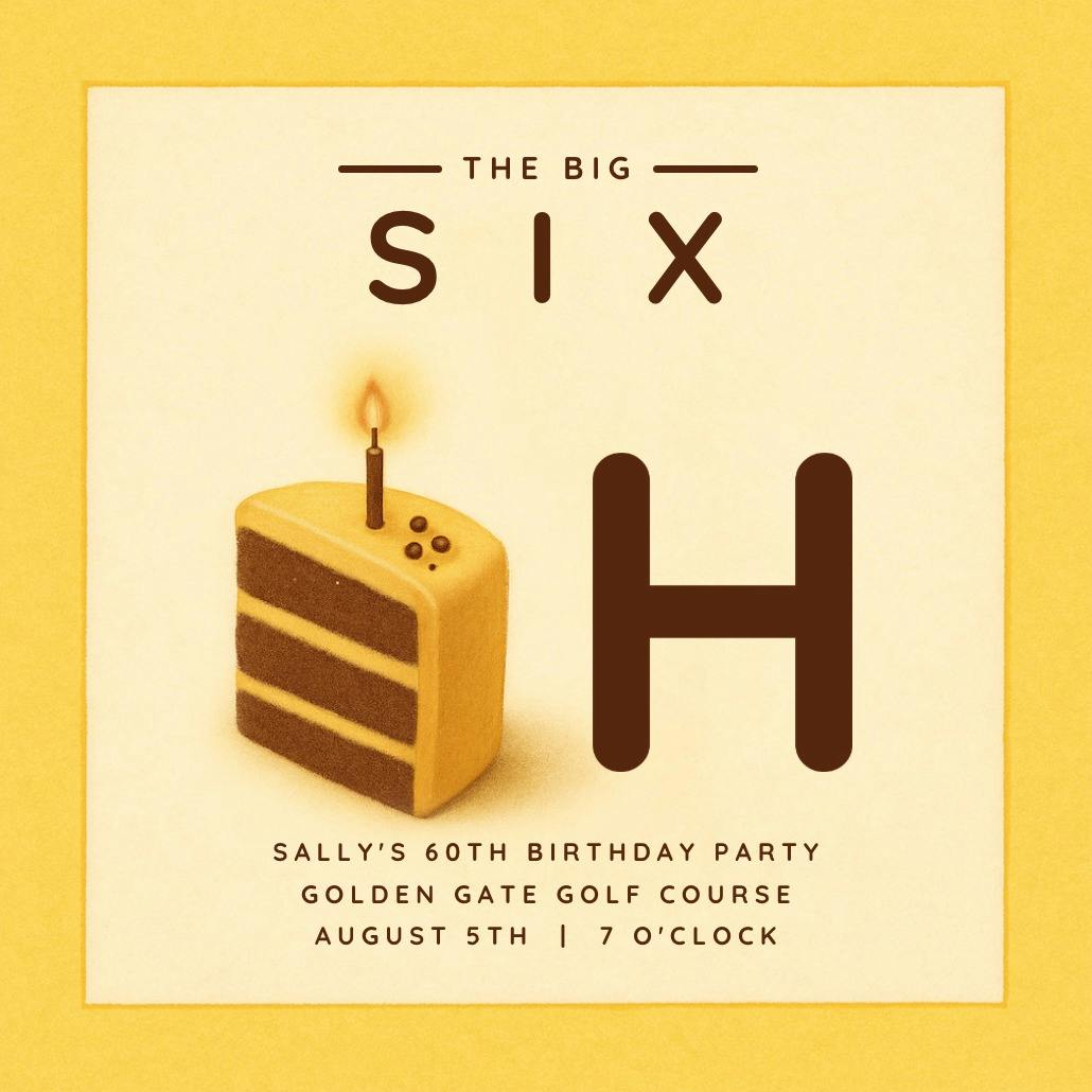 60 cake slice - invitación de cumpleaños