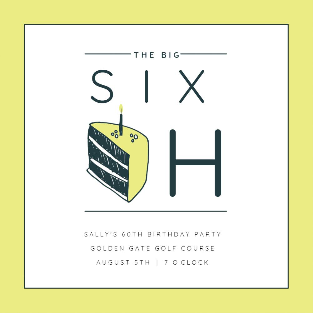 60 cake slice - birthday invitation