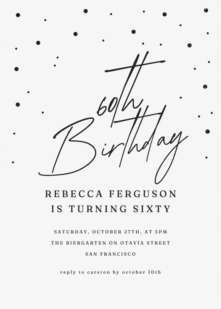 60th golden flakes - invitación de cumpleaños