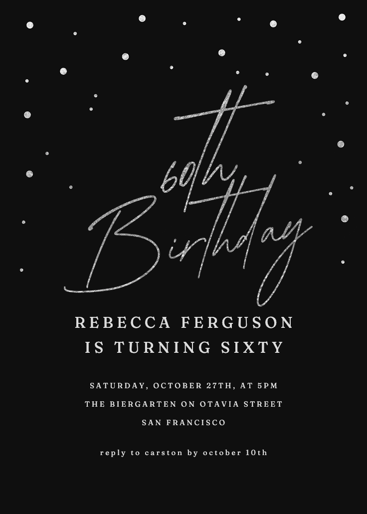 60th golden flakes - invitación de cumpleaños