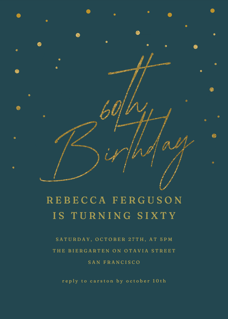 60th golden flakes - invitación de cumpleaños