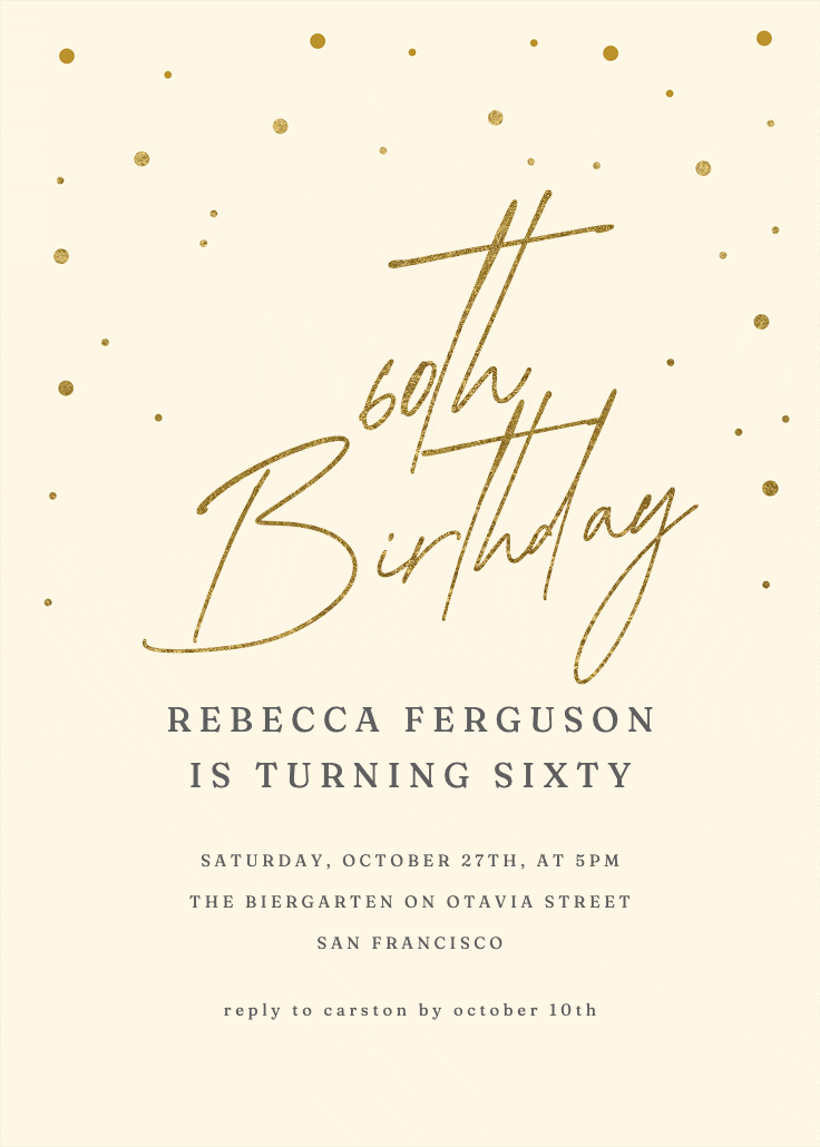 60th golden flakes - invitación de cumpleaños