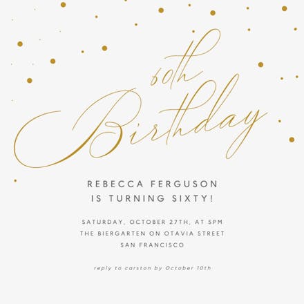 60th golden flakes - birthday invitation