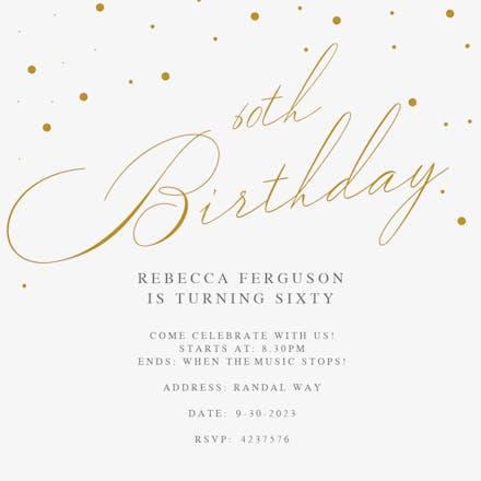 60th Golden Flakes - Birthday Invitation