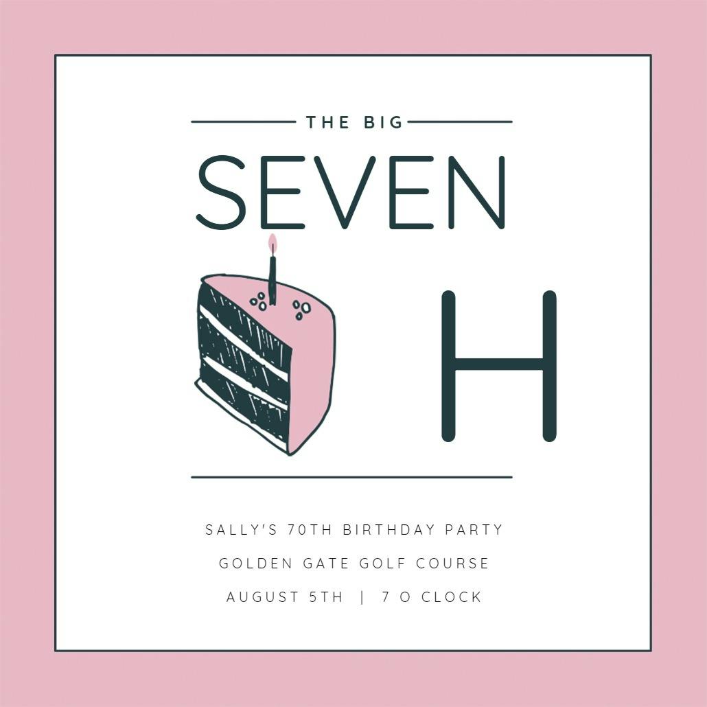 70 cake slice - birthday invitation