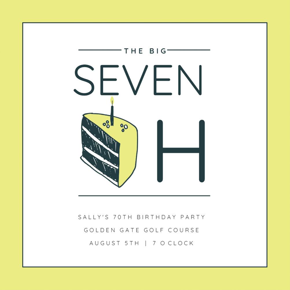 70 cake slice -  invitación de cumpleaños