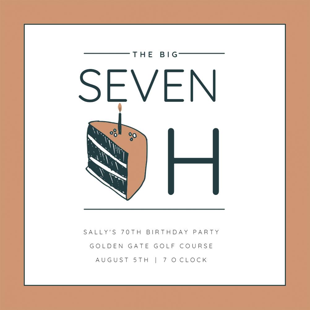 70 cake slice -  invitación de cumpleaños