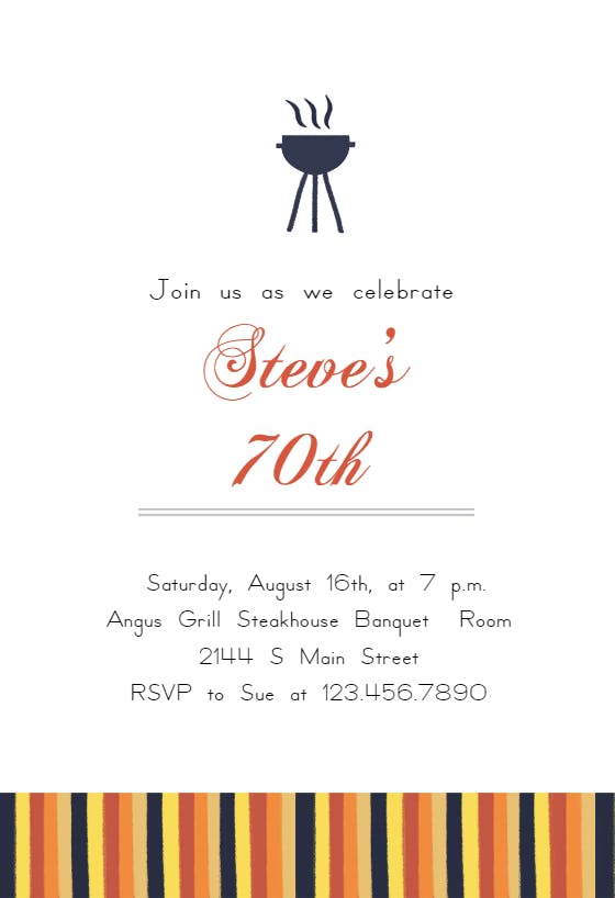 70 dinner celebration - birthday invitation