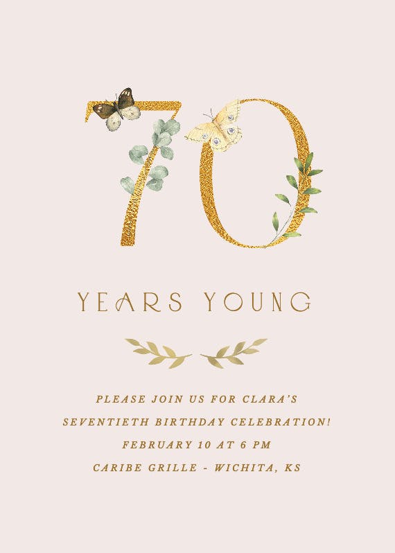 70 years young - birthday invitation