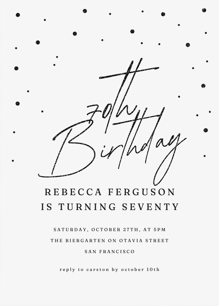 70th golden flakes - invitación de cumpleaños