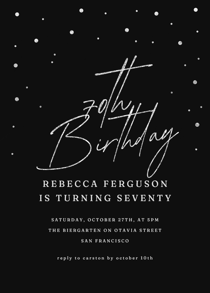 70th golden flakes - birthday invitation