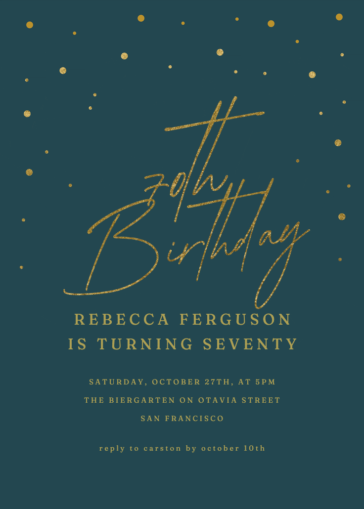 70th golden flakes - birthday invitation