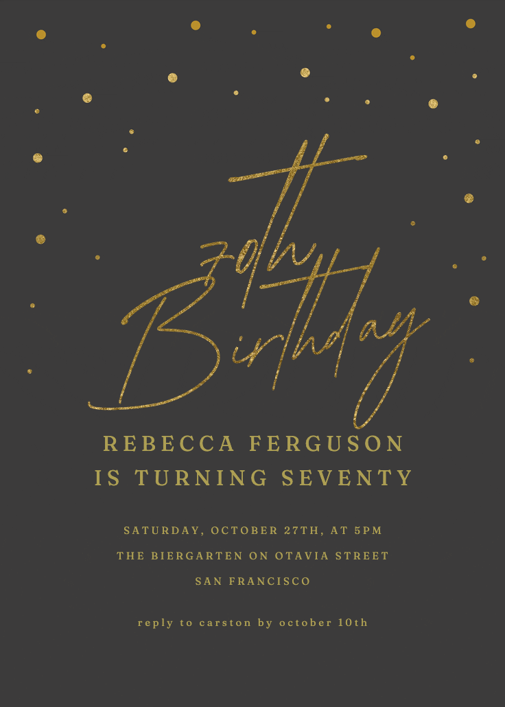 70th golden flakes - birthday invitation