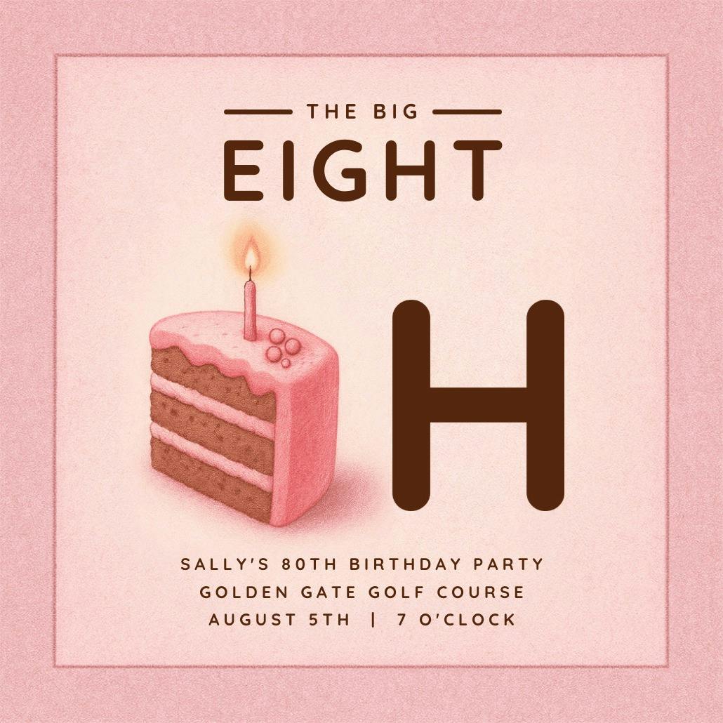 80 cake slice - invitación de cumpleaños