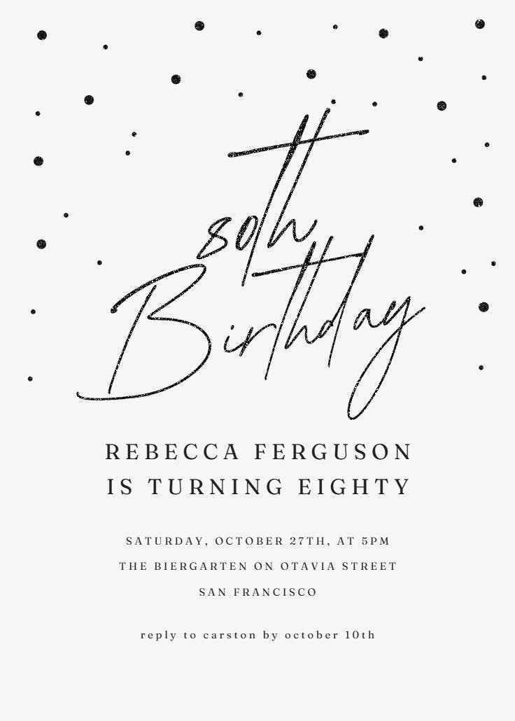 80th golden flakes - birthday invitation