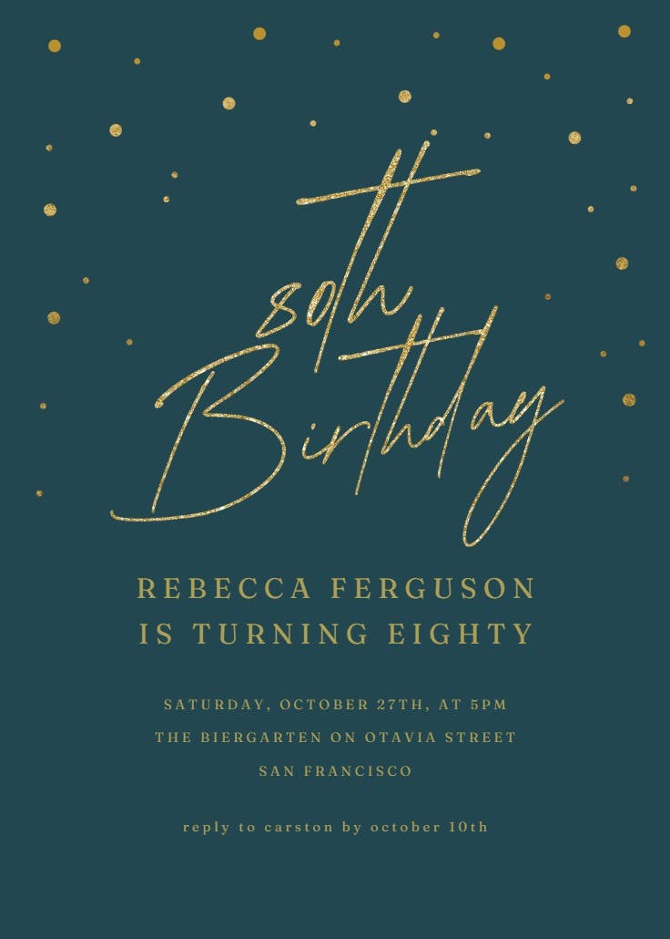 80th golden flakes - birthday invitation