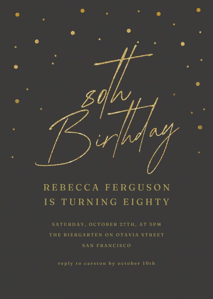 80th golden flakes - birthday invitation