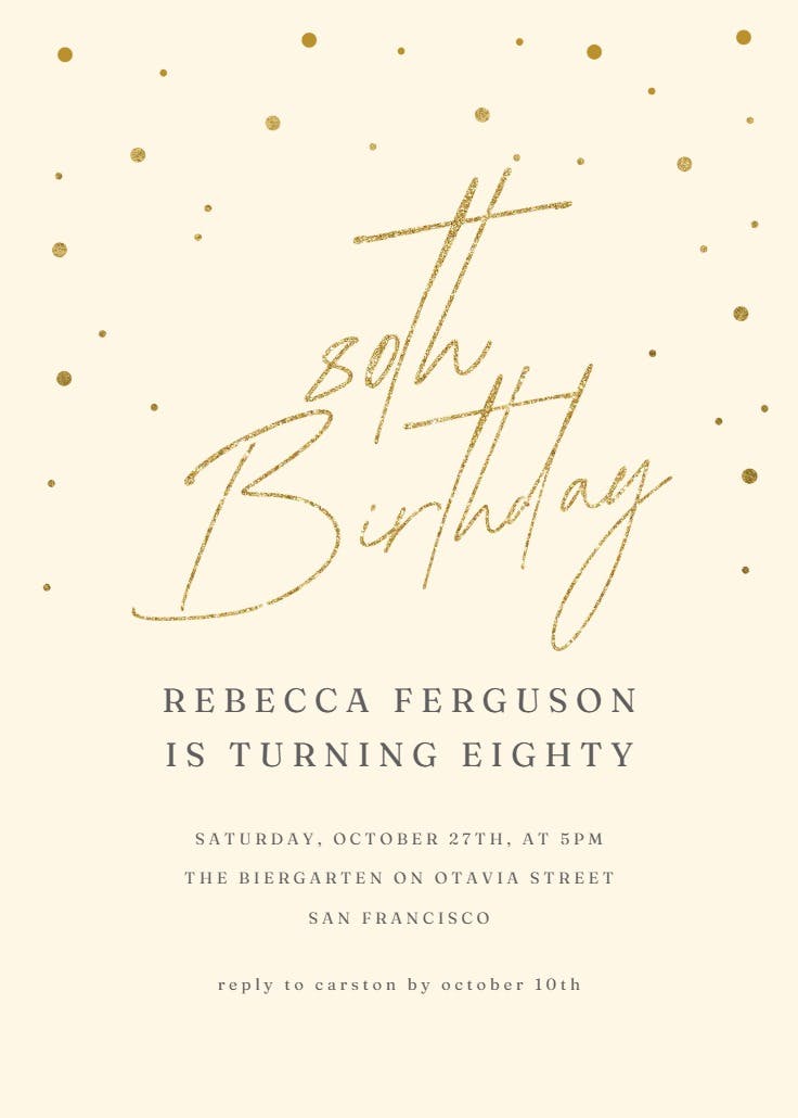 80th golden flakes - birthday invitation
