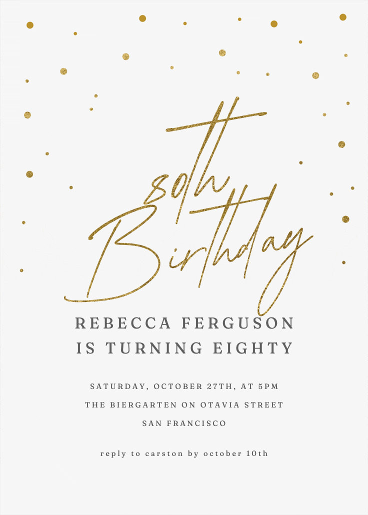 80th golden flakes - invitación de cumpleaños