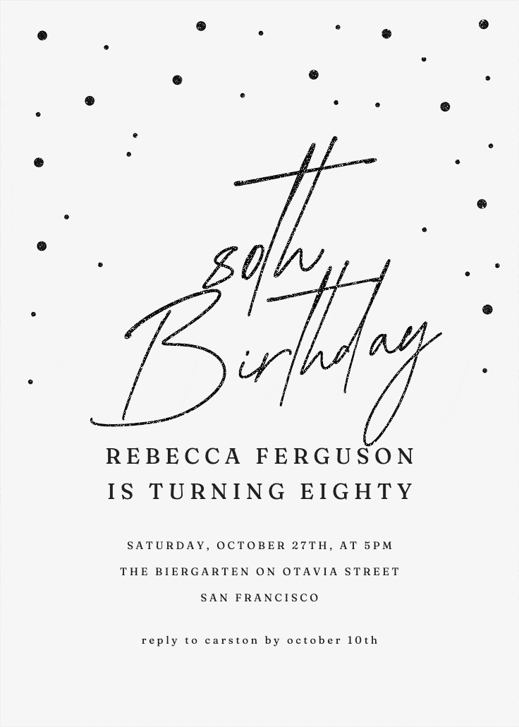 80th golden flakes - birthday invitation