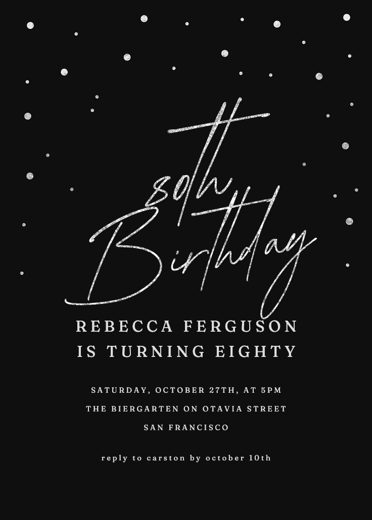 80th golden flakes - invitación de cumpleaños