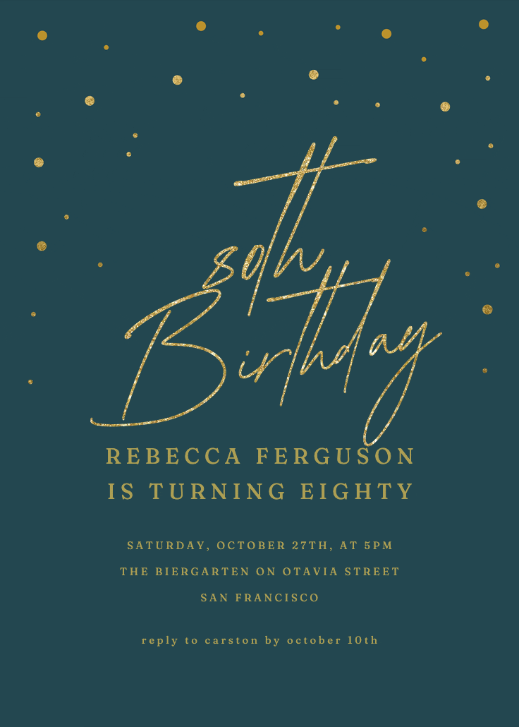 80th golden flakes - birthday invitation