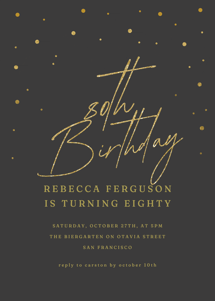 80th golden flakes - birthday invitation