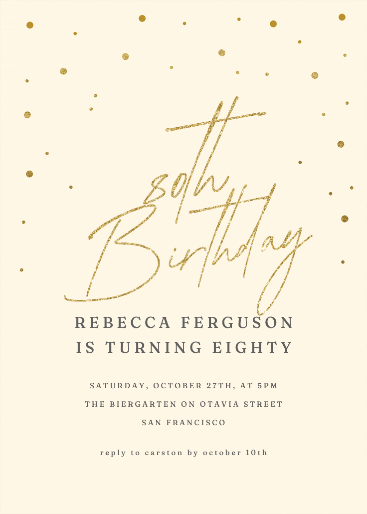 80th golden flakes - birthday invitation