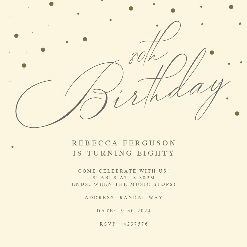 80th golden flakes - birthday invitation