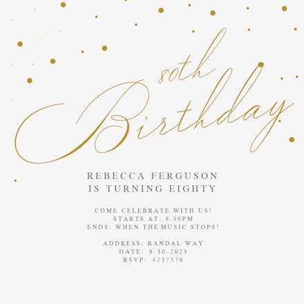 80th Golden Flakes - Birthday Invitation