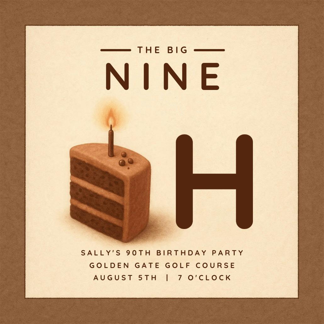 90 cake slice - invitación de cumpleaños