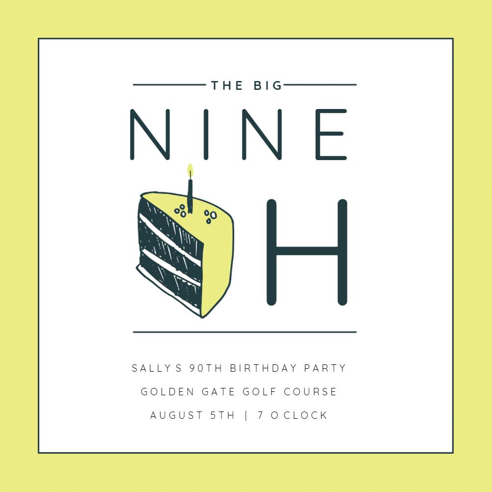 90 cake slice -  invitación de cumpleaños