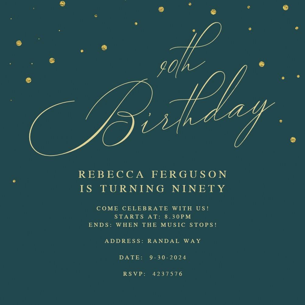 90th golden flakes - birthday invitation