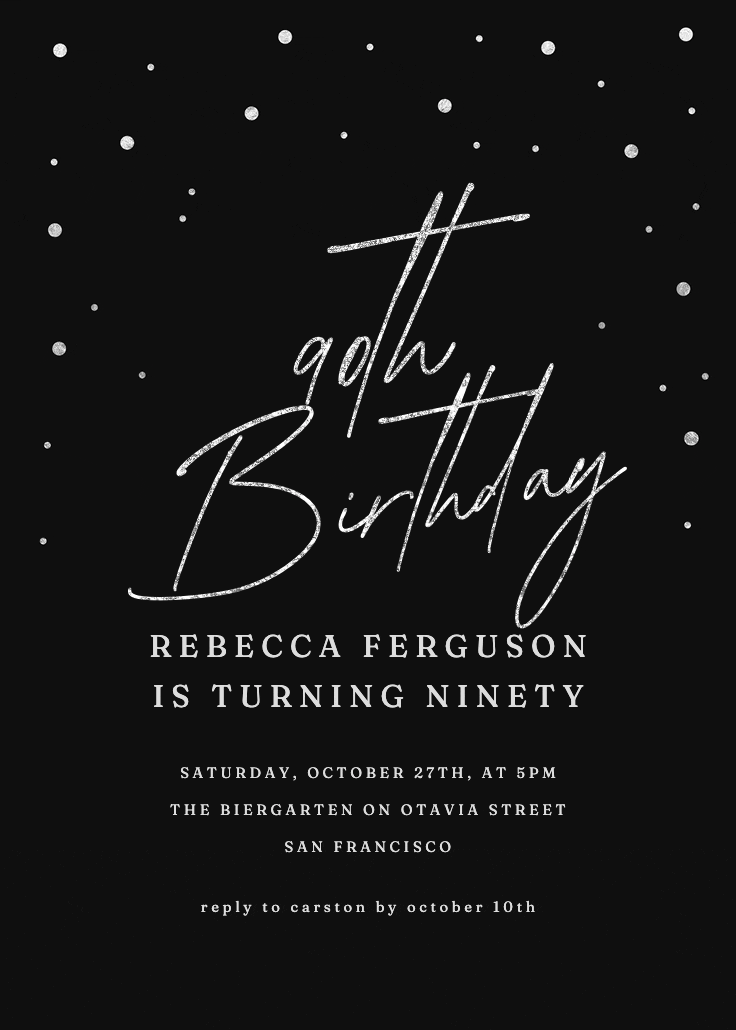 90th golden flakes - birthday invitation