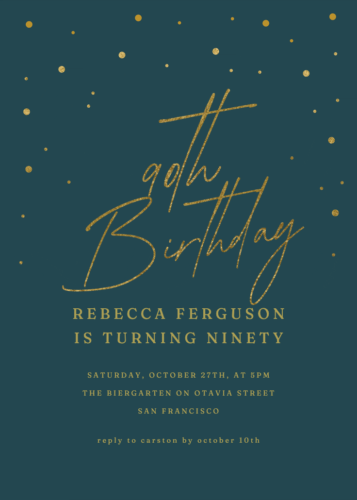 90th golden flakes - birthday invitation